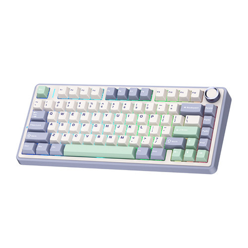 Bàn phím cơ gaming AULA F75 3 Mode Ice Green Reaper switch (Tím nhạt+be+xanh lá)