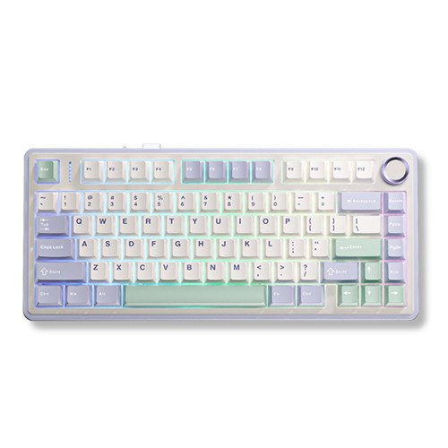 Bàn phím cơ gaming AULA F75 3 Mode Ice Green Reaper switch (Tím nhạt+be+xanh lá)