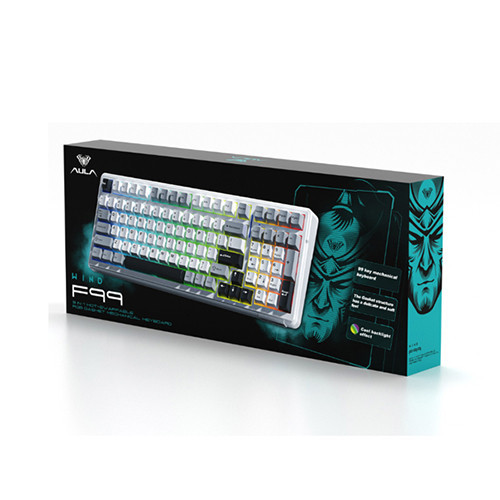 Bàn phím cơ AULA F99 3 Mode Xám trắng - Xám đậm Grey Wood switch