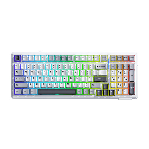 Bàn phím cơ AULA F99 3 Mode Xám trắng - Xám đậm Grey Wood switch