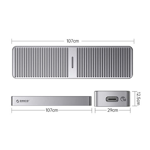 Hộp ổ cứng SSD ORICO NVMe M.2 SSD Tốc độ 10Gbps - Màu Xám (M222C3-G2-BP)