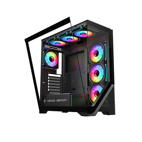 Vỏ case KENOO ESPORT FK800 (Case Bể Cá, Màu Đen, ATX)