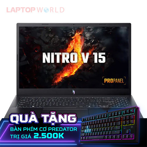 Laptop Acer Nitro V 15 ProPanel ANV15-51-73BT NH.QNASV.009 (Core i7-13620H | 16GB | 512GB | RTX 2050 4GB | 15.6 inch FHD 180Hz | Win 11 | Đen)