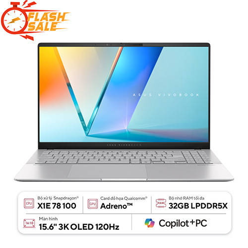 [Hàng Review] Laptop Asus Vivobook S 15 S5507QA-MA089WS (Snapdragon X1E | 32GB | 1TB | Qualcomm Adreno | 15.6 inch 3K OLED | Win 11)
