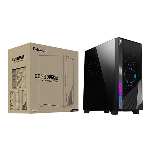 Vỏ Case AORUS C500 GLASS (eATX/Màu đen/kèm 4 quạt ARGB)