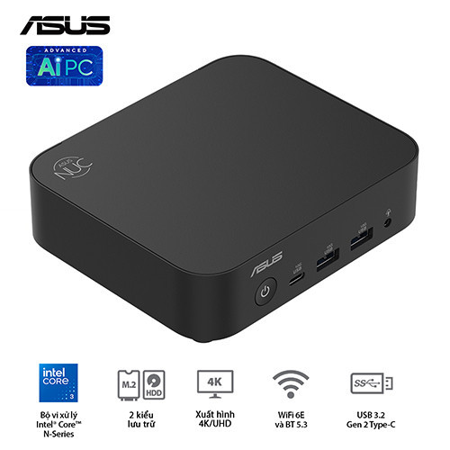 PC Mini Asus NUC 14 Essential RNUC14MNK97 (Intel Core 3 N97 | DDR5-4800 | 1x M.2 22x80/2242 PCIe Gen3x4 | 1x LAN | No-OS)
