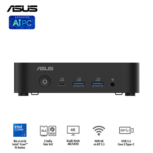 PC Mini Asus NUC 14 Essential RNUC14MNK355 (Intel Core 3 N355 | DDR5-4800 | 1x M.2 22x80/2242 PCIe Gen3x4 | 1x LAN | No-OS)