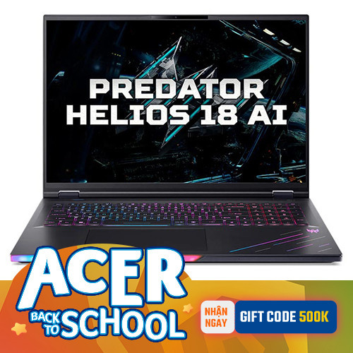 Laptop Acer Predator Helios 18 AI PH18-73-98AQ NH.QVWSV.001 (Ultra 9 275HX | 192GB | 6TB | RTX 5090 | 18 inch 4K 120Hz | Win 11 Pro | Đen)