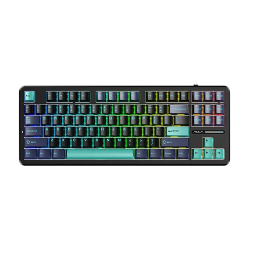 Bàn phím cơ Aula F87 PRO Xanh đậm+Đen+Xanh cổ vịt Greywood V4 switch (Bluetooth/ Wireless/ LED RGB)