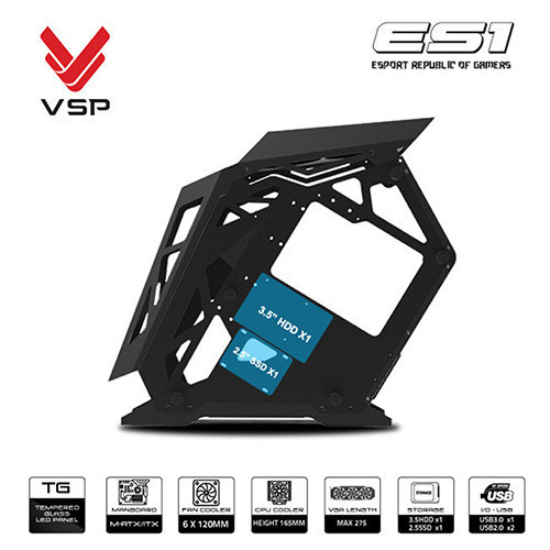Vỏ case VSP Esport Republic Of Gamers ES1 | Đen