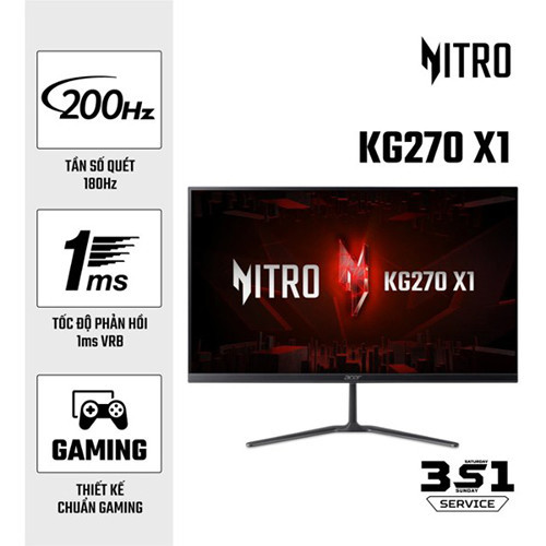 Màn Hình Gaming Acer NITRO KG270 X1 UM.HX0SV.101 (27 inch | IPS | FHD | 200Hz | 1ms | Speaker)