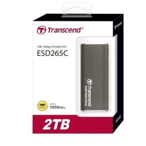 Ổ cứng di động SSD Transcend 2Tb TS2TESD265C (Type-C và USB3.2/ 1050MB/s/ 950MB/s/ Xám)