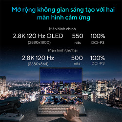 Laptop Asus Zenbook Pro 14 Duo OLED UX8402ZE-M3074W (Core™ i9-12900H | 32GB | 1TB | RTX™ 3050 Ti 4GB | 14.5inch 2.8K OLED | Cảm ứng | Bút cảm ứng | Win 11 | Đen)