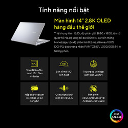Laptop Asus Vivobook 14X OLED A1403ZA-KM067W (Core i5-12500H | 8GB | 256GB | Intel Iris Xe | 14 inch 2.8K OLED | Win 11 | Bạc)