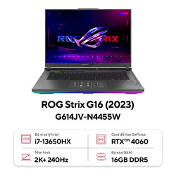 Asus ROG Strix G16 G614JV-N4455W (Core™ i7-13650HX | Ram 16GB | 512GB SSD | RTX 4060 8GB | 16inch QHD+, 240Hz | Win 11 | Xám) 