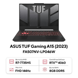 Laptop Asus TUF Gaming A15 FA507NV-LP046W (Ryzen™ 7-7735HS | Ram 8GB | 512GB SSD | RTX 4060 8GB | 15.6inch FHD 144Hz | Win 11 | Xám)