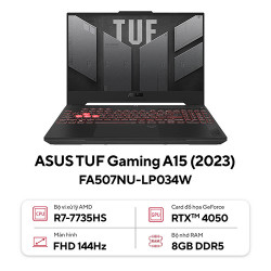 Asus TUF Gaming A15 FA507NU-LP034W (Ryzen™ 7-7735HS | Ram 8GB | 512GB SSD | RTX 4050 6GB | 15.6inch FHD 144Hz | Win 11 | Xám)