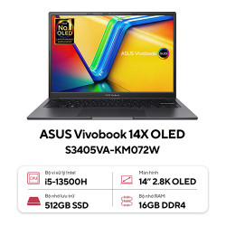 Laptop ASUS Vivobook 14X OLED S3405VA-KM072W (Core i5-13500H | 16GB | 512GB | Intel Iris Xe | 14 inch 2.8K OLED | Win 11 | Đen)