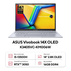Laptop Asus Vivobook 14X OLED K3405VC-KM006W  (Core™ i5-13500H | 16GB | 512GB | RTX™ 3050 4GB | 14inch 2.8K OLED  | Win 11 | Bạc)