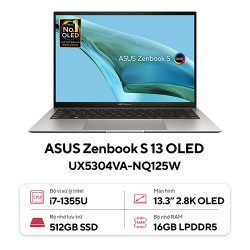 Laptop Asus Zenbook S 13 OLED UX5304VA-NQ125W (Core™ i7-1355U | 16GB | 512GB | Intel Iris Xe | 13.3inch 2.8K OLED | Win 11 | Xám)