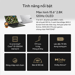 Laptop Asus Vivobook S 15 OLED BAPE Edition S5504VA-MA291W (Core™ i5-13500H | 16GB | 512GB | Intel® Iris Xe | 15.6inch WQHD+ | Win 11 | Đen)