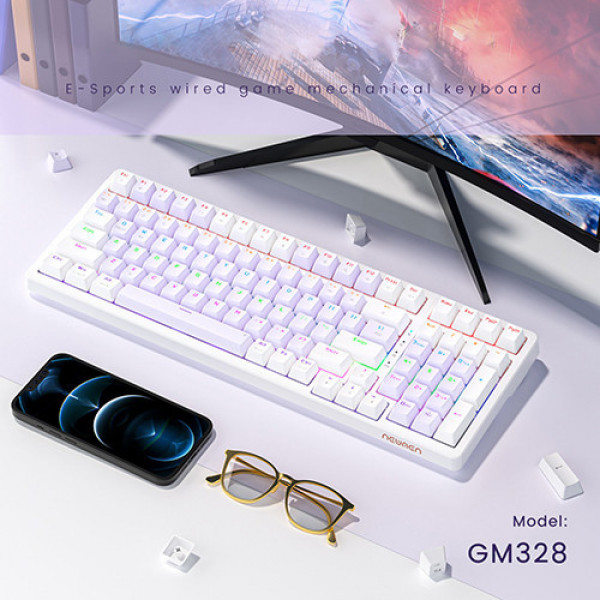 Bàn phím cơ gaming có dây Newmen GM328 Purple-White Blue Switch