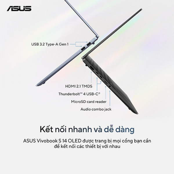 Laptop Asus Vivobook S 14 OLED S5406MA-PP136W (Intel® Core™ Ultra 5 125H | 16GB | 1TB | Intel® Arc™ Graphics | 14.0inch 3K OLED | Win 11 | Xanh) 