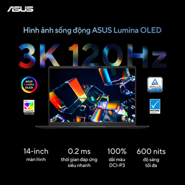 Laptop Asus Vivobook S 14 OLED S5406MA-PP136W (Intel® Core™ Ultra 5 125H | 16GB | 1TB | Intel® Arc™ Graphics | 14.0inch 3K OLED | Win 11 | Xanh) 