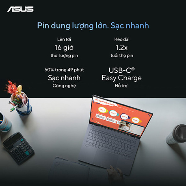 Laptop Asus Vivobook S 14 OLED S5406MA-PP136W (Intel® Core™ Ultra 5 125H | 16GB | 1TB | Intel® Arc™ Graphics | 14.0inch 3K OLED | Win 11 | Xanh) 