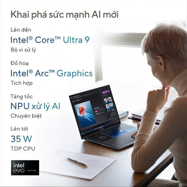 Laptop Asus Zenbook Duo OLED UX8406MA-PZ142W (Core™ Ultra 9 185H | 32GB | 1TB | Intel® Arc™ Graphics | 14.0inch 3K OLED 120Hz | Bút cảm ứng | Bàn phím | Win 11 | Xám)