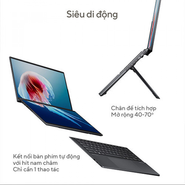 Laptop Asus Zenbook Duo OLED UX8406MA-PZ142W (Core™ Ultra 9 185H | 32GB | 1TB | Intel® Arc™ Graphics | 14.0inch 3K OLED 120Hz | Bút cảm ứng | Bàn phím | Win 11 | Xám)