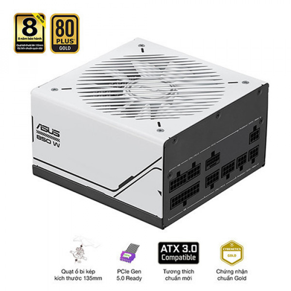 Nguồn Máy Tính Asus Prime 850W Gold AP-850G (80 Plus Gold, Màu Trắng)