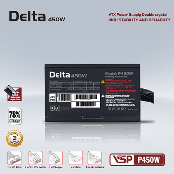 Nguồn máy tính VSP DELTA P450W