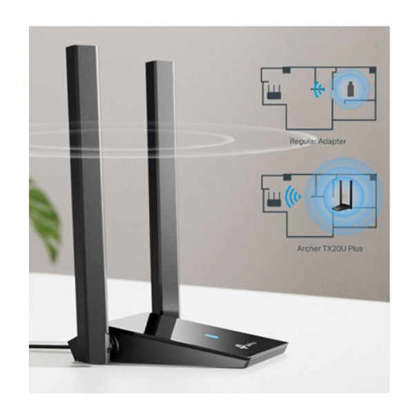 Card mạng không dây TP-Link USB Archer TX20U Plus (Chuẩn AX/ AX1800Mbps/ 2 Ăng-ten ngoài)