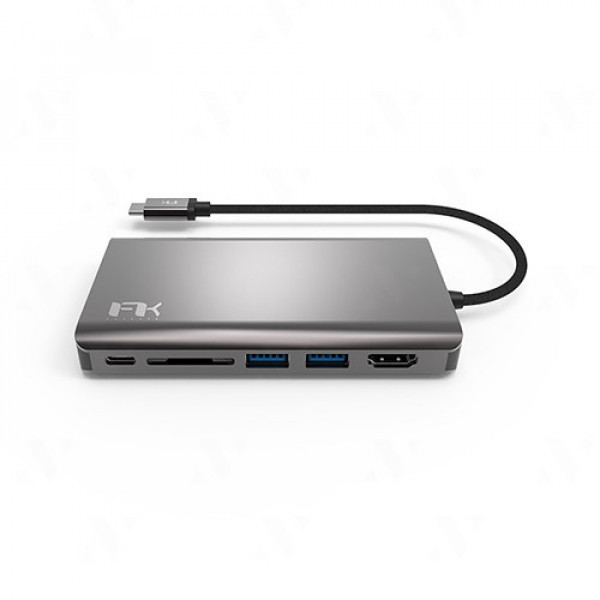 Hub chuyển đổi Feeltek UCH008AP2 8 in 1 (USB-C sang 2xUSB-A 3.0, 1xUSB C, 1xHDMI, 1xSD, 1xRJ45, 1xVGA, 1×3.5 mm)