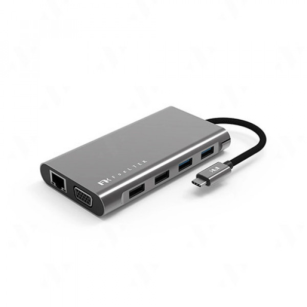 Hub chuyển đổi Feeltek UCH011AP2 11 in 1 (USB-C sang 1xRJ45, 1xUSB-C PD, 2xUSB-A 3.1, 2xUSB-A 2.0, 1xSD, 1xMicroSD,2xHDMI, 1xVGA)