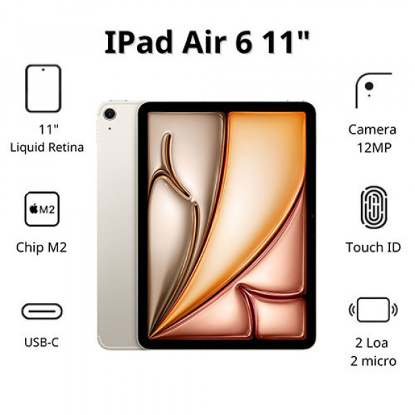 iPad Air 6 M2 11inch Wifi 128GB Starlight