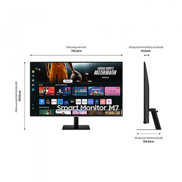 Màn Hình SAMSUNG M7 M70D LS32DM700UEXXV (32 inch | VA | 4K | 60Hz | 4ms)