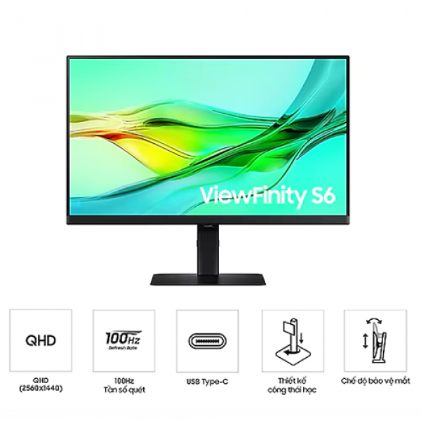 Màn Hình SAMSUNG ViewFinity S6 S60UD LS27D604UAEXXV (27 inch | 2K | IPS | 100Hz | 5ms)