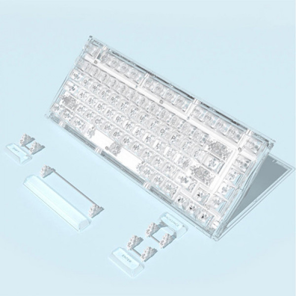 Bàn phím cơ FL-Esports Q75 3 Mode Wireless Gasket Mount Transparent White Light Ice Keycap Kailhbox Clione Limacina switch