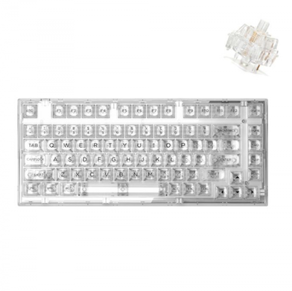 Bàn phím cơ FL-Esports Q75 3 Mode Wireless Gasket Mount Transparent White Light Ice Keycap Kailhbox Clione Limacina switch