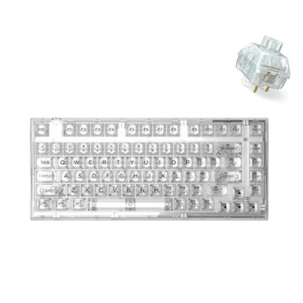 Bàn phím cơ FL-Esports Q75 3 Mode Wireless Gasket Mount Transparent White Light Ice Keycap Kailh Box Jeyllfish switch