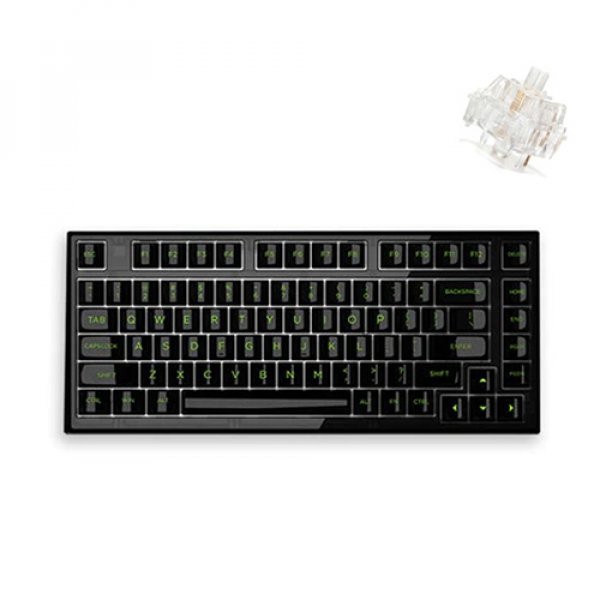 Bàn phím cơ FL-Esports Q75 3 Mode Wireless Gasket Mount Transparent Black Dark Ice Keycap Kailhbox Clione Limacina switch