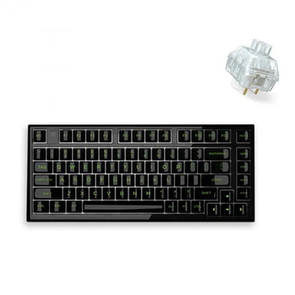 Bàn phím cơ FL-Esports Q75 3 Mode Wireless Gasket Mount Transparent Black Dark Ice Keycap Kailh Box Jeyllfish switch