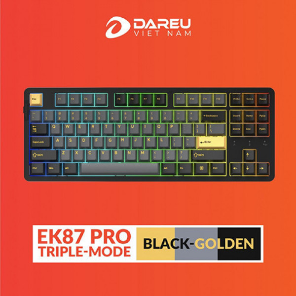 Bàn phím cơ DareU EK87 Pro Triple Mode Black Golden DareU Dream switch