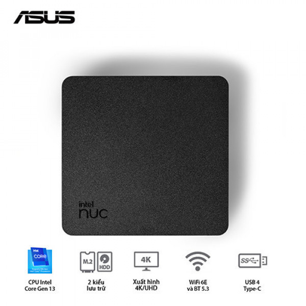 PC Mini Asus NUC13ANHi7 ( Core i7-1360P | DDR4 3200Mhz | SSD NVMe | Support 8K | WiFi 6E | Bluetooth 5.3 | Thunderbolt 4 | Đen) Intel NUC 13 Pro Arena Canyon RNUC13ANHI70000 (1l)