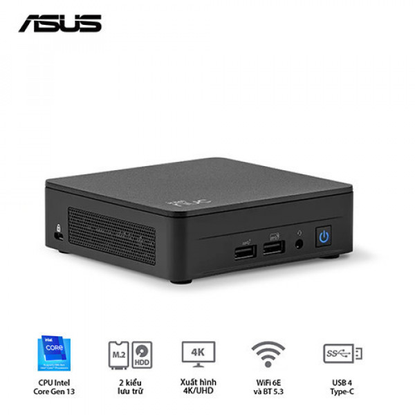 PC Mini Asus NUC13ANHi7 ( Core i7-1360P | DDR4 3200Mhz | SSD NVMe | Support 8K | WiFi 6E | Bluetooth 5.3 | Thunderbolt 4 | Đen) Intel NUC 13 Pro Arena Canyon RNUC13ANHI70000 (1l)