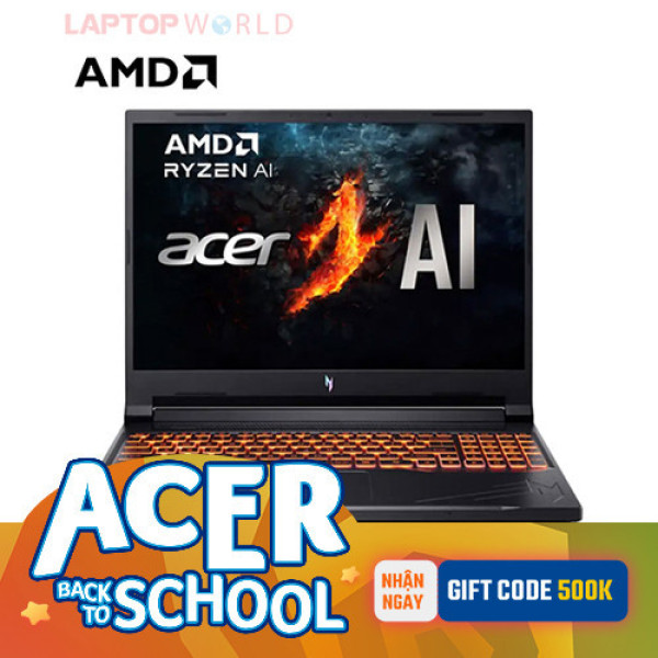 Laptop Acer Gaming Nitro V 16 ProPanel ANV16-41-R36Y NH.QP1SV.004 (Ryzen 7-8845HS | 16GB | 512GB | RTX 4050 | 16 inch WUXGA 165Hz | Win 11 | Đen)