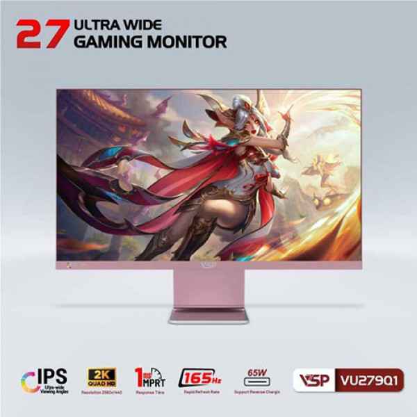 Màn hình VSP Ultrawide VU279Q1 Hồng (27 inch | QHD | IPS | 165Hz | 1ms)