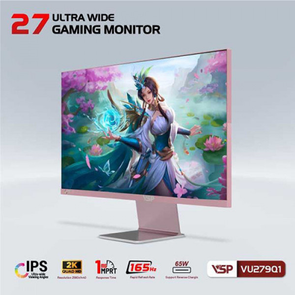 Màn hình VSP Ultrawide VU279Q1 Hồng (27 inch | QHD | IPS | 165Hz | 1ms)